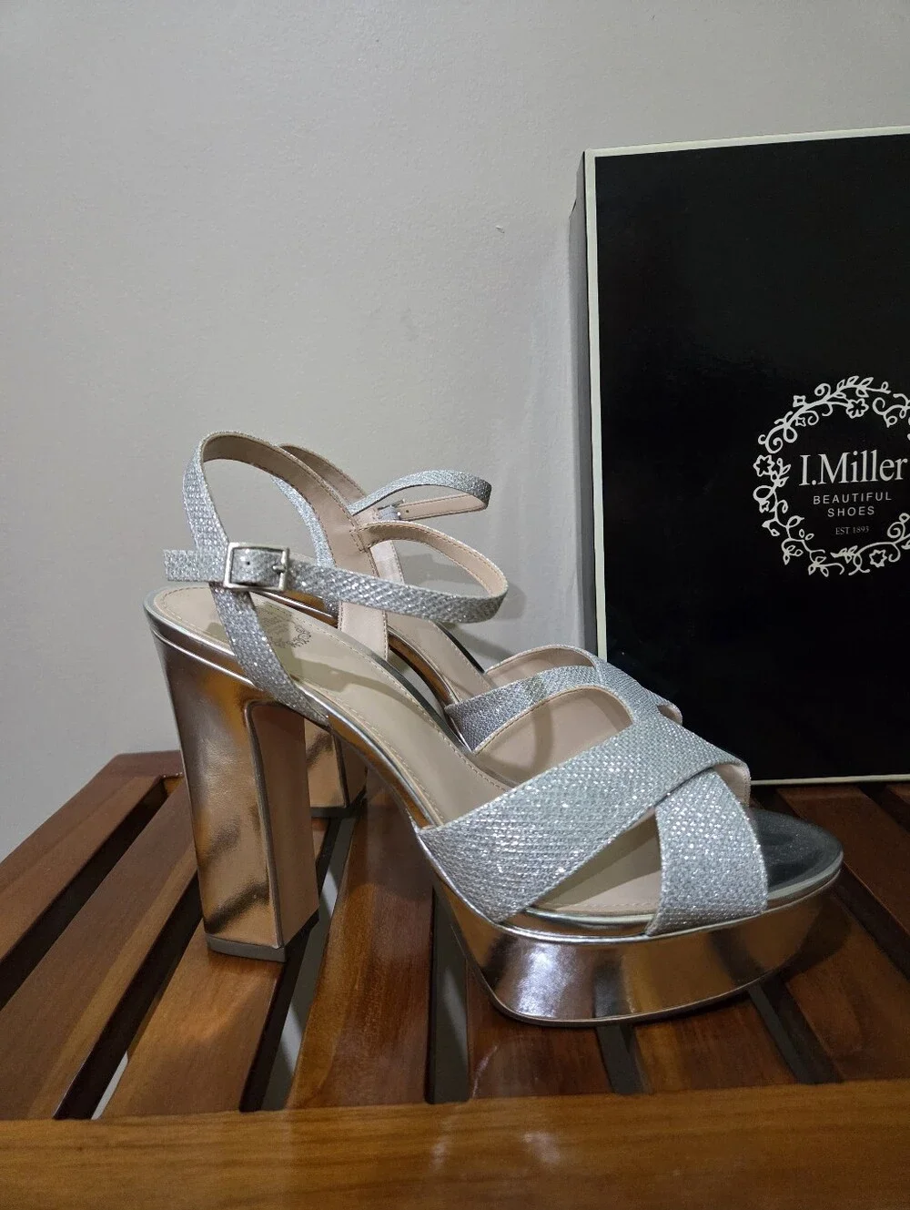 I.Miller Samien Silver Glitter Platform 5